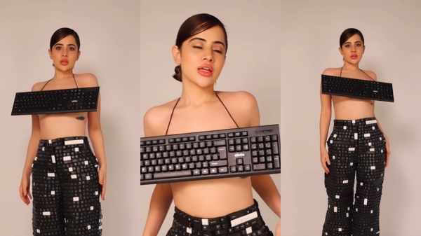 Urfi Javed showcased her unique fashion style by wearing a computer keyboard